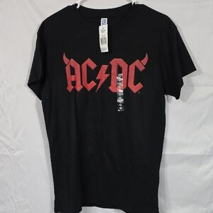 Brisco AC/DC Black Tee with Red Logo Mens Size Medium (M182)